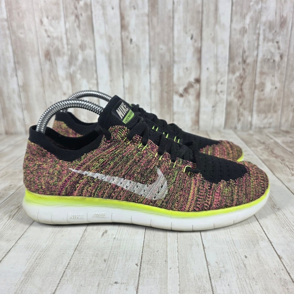 Nike Free RN Flyknit Women's Running Shoes Multi Color‎ Size 8.5 Athletic